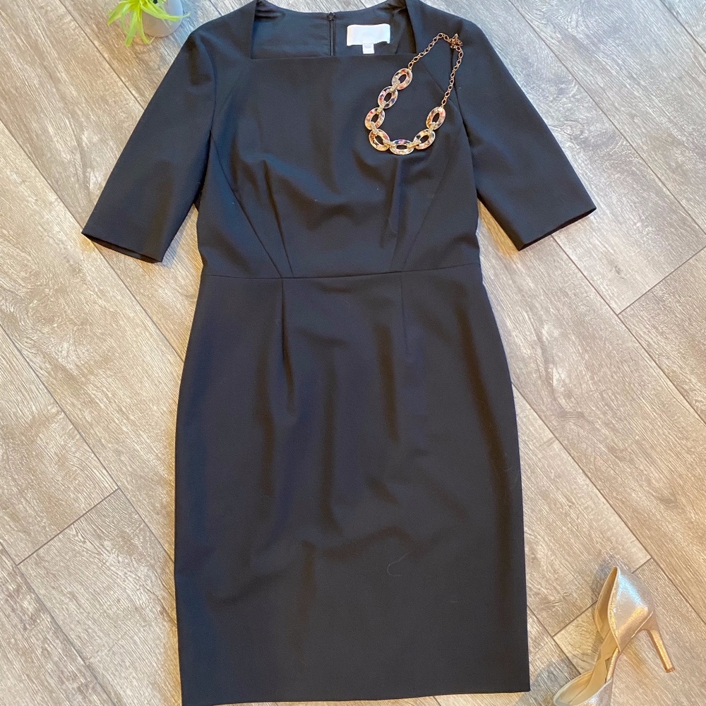 Boss Square Neck Black Dress - Size 8